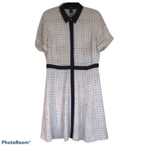 Ann Taylor Polka Dot Button Front Shirt Dress 10